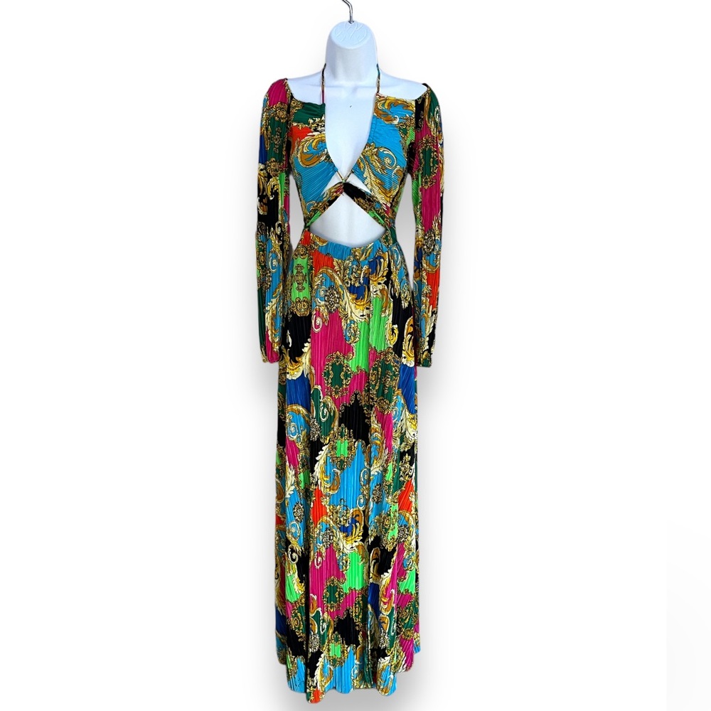 MM Patterned Halter Maxi Dress Size S